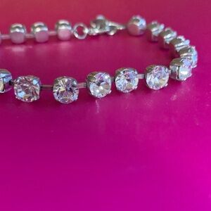 Dazzling Silver Bracelet with Clear Gems